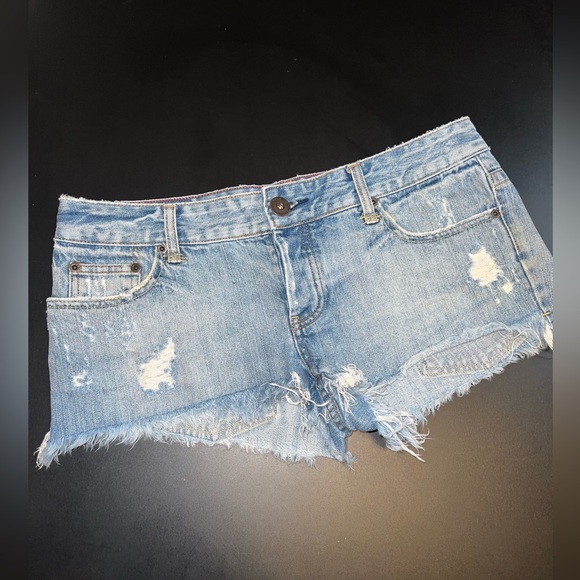 American Eagle Blue Cheeky Cutoff  Shorts Size 6 EUC - Picture 1 of 9